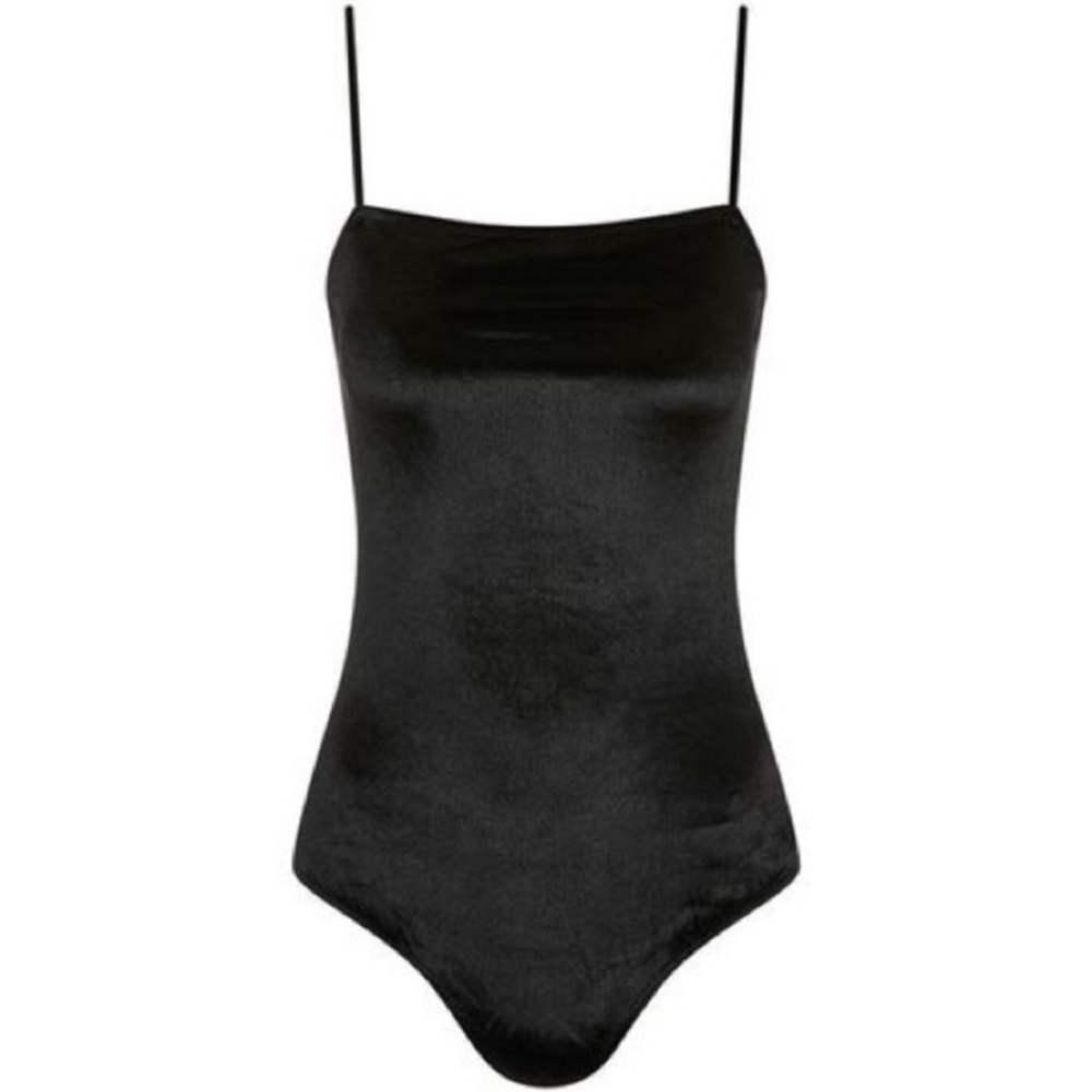 💫 TOPSHOP Black Velvet Body Suit sz 6 NWOT